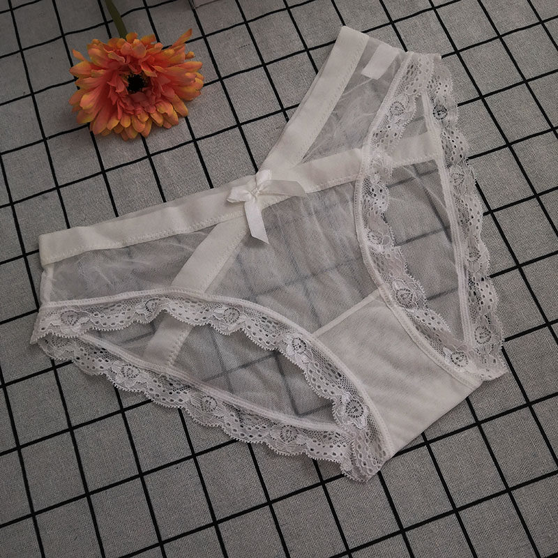 Underpants Female Lace Low Waist Fire Spicy Full Overdraft Ultra Slim Net Yarn Clairvoyant Black and American Princess Sexy shake transparent triangle