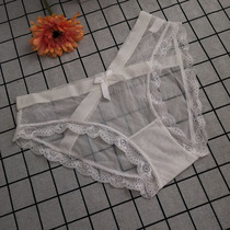 Underpants Female Lace Low Waist Fire Spicy Full Overdraft Ultra Slim Net Yarn Clairvoyant Black and American Princess Sexy shake transparent triangle