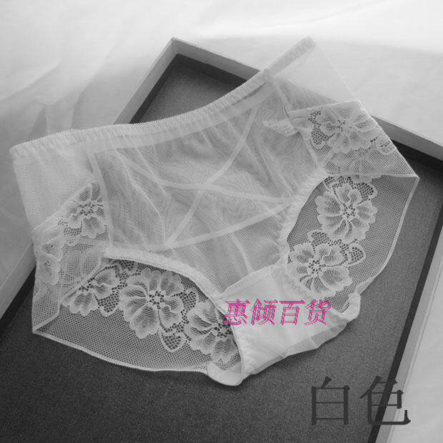 Lace Briefs Female Transparent Mesh Yarn Mid Waist Fire Spicy Hollowed-out Ultra Slim Clairvoyant Seductive Flower Butterfly Pure Cotton Bottom Crotch-Taobao