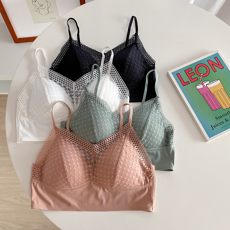 Pregnant women's beautiful back underwear during pregnancy comfortable V-neck sexy lace little cute cover gathered anti-sagging no steel ring vest