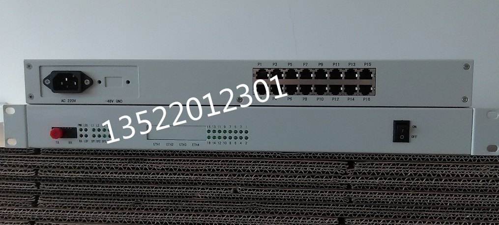 Rack-mounted 16-channel telephone optical transceiver sixteen-channel telecom level