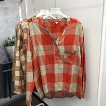 Welfare price straight tube factory straight hair volume cotton linen retro literary style original pullover printing loose T-shirt size