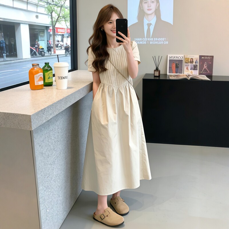 French-Style Short-Sleeved Dress for Women, Summer 2026 New Design, Very Beautiful, Waist-Cinching, Elegant Dress, Long Dress