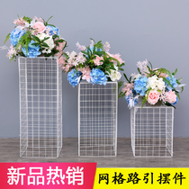 New wedding props Wrought iron grid road guide white mesh Catwalk road guide stage layout foldable disassembly
