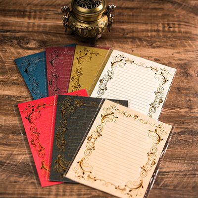 Gold and silver flower-edged letter paper envelope set, thickened Valentine's Day ancient-style love letter, declaration of love, business invitation letter paper