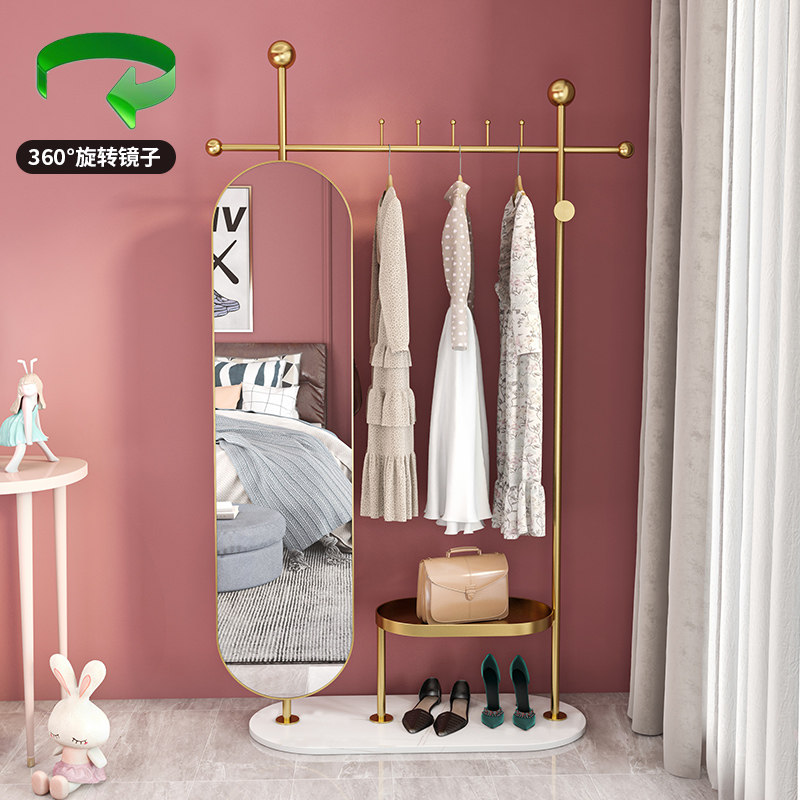 Nordic all-body mirror dress mirror hanger hanger stand stereo rotation coat frame with mirror