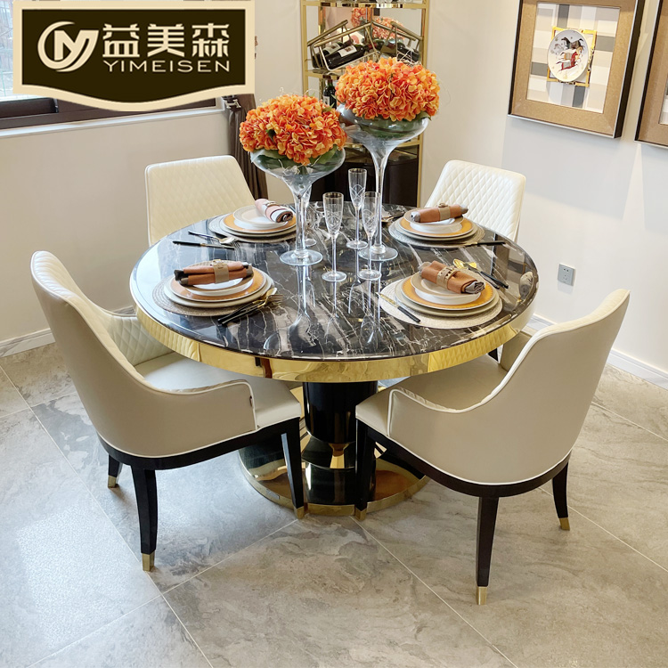 Beidi Garden Light Lavish Dining Table And Chairs Combined Harbor Style Rear Modern Dining Room Furniture Custom Sample Room Marble Dinner Table