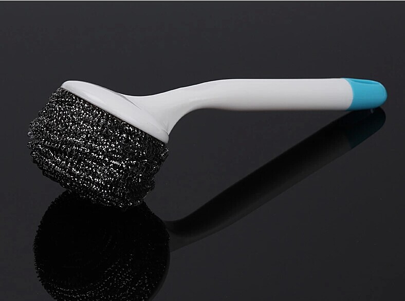 Japan KM kitchen wash pan descaling with stubborn stains steel wire ball with handle cleaning brush long handle pan brush