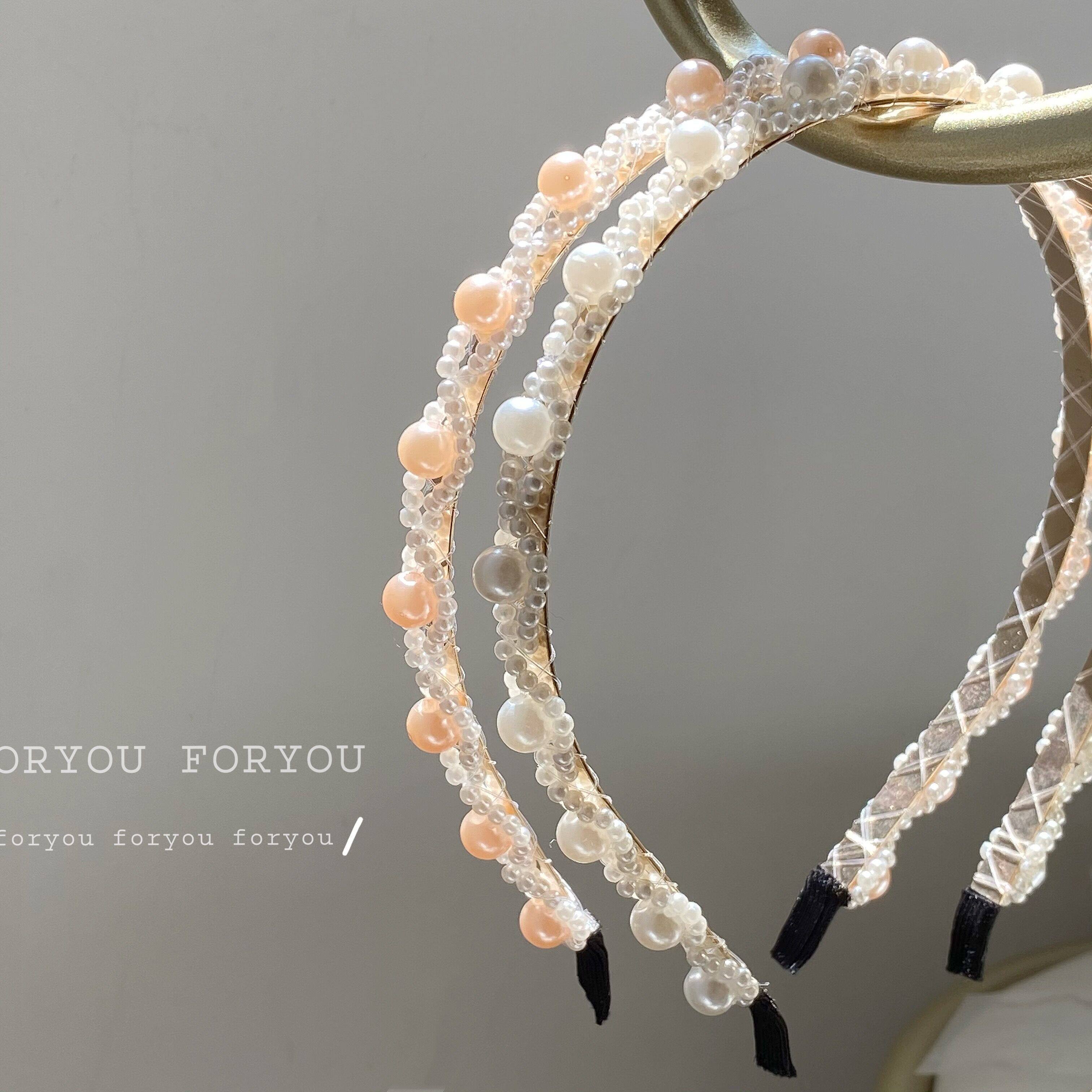 Pearl Hair Stirrup Retro Fa style Mori series Superfairy Sweet retro 100 lap wash face haircut Hair Pink Pearls