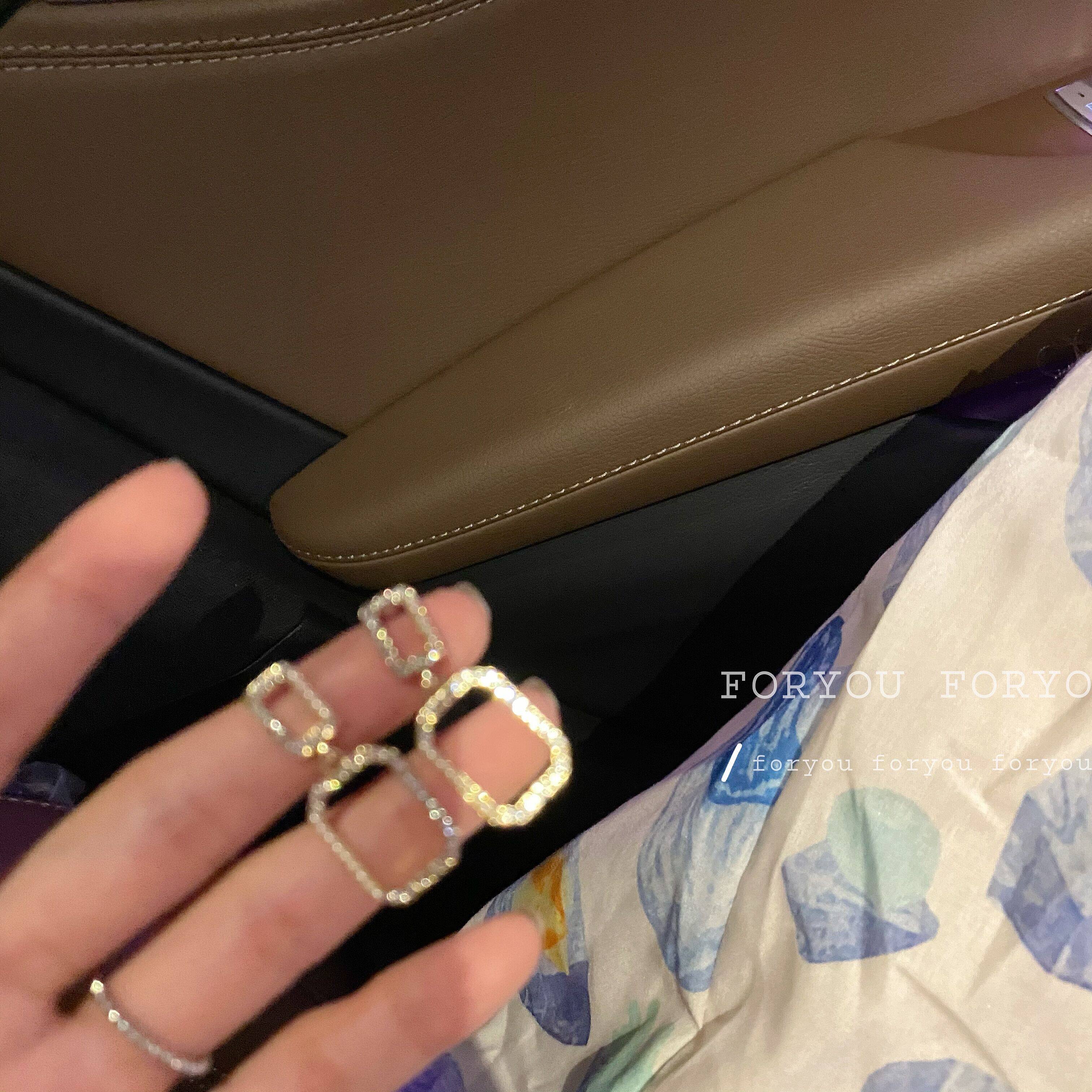 Advanced drilling geometric earrings in 2021 new temperament silver needle ear nails round face with slim ear clamp