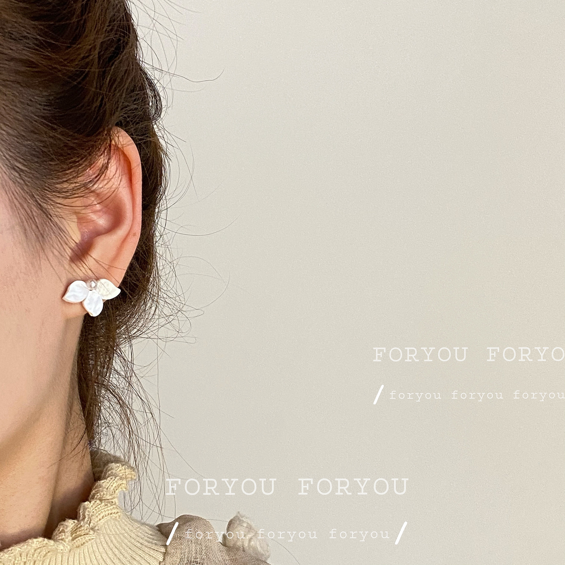 Ultra Fairy White Pearl Flowers Earrings Female Earrings Summer Niche 2021 New Tide-Style Aural Ear Accessories