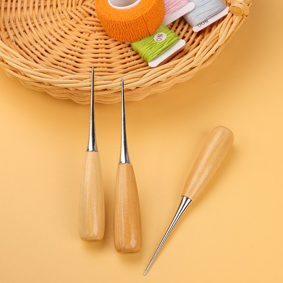 단단한 나무 손잡이 awl yarn twist stick puppy handmade diy 도구 Awl Drill Hole Reaming Eye Drilling Vintage Tool