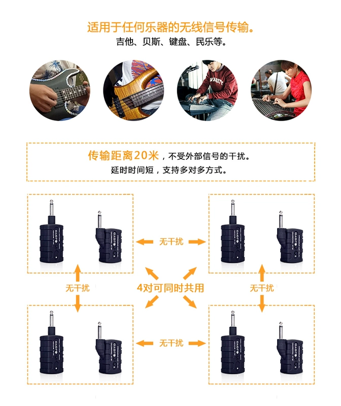 JOYO Zhuo Le JW-01 nhạc cụ guitar điện máy phát không dây thu micro kết nối âm thanh - Phụ kiện nhạc cụ hộp đựng đàn guitar