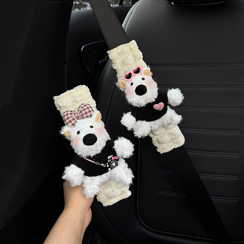 Car Seat Belt Shoulder Pads, Cute Protective Covers, Car Interior Accessories, Seat Belt Decoration, Anti-Collision Covers, West Highland Dolls for Women