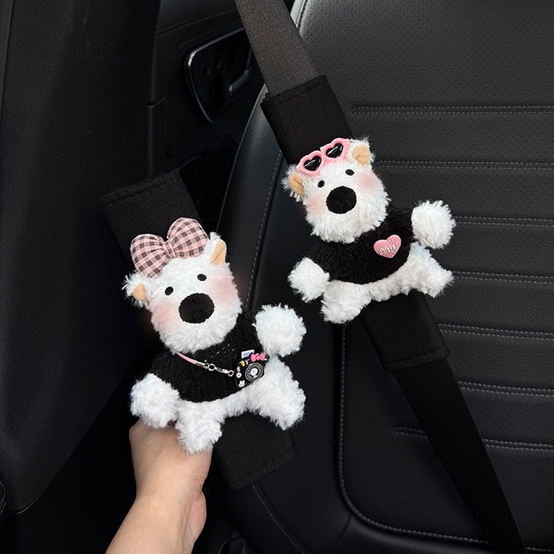 Car Seat Belt Shoulder Pads, Cute Protective Covers, Car Interior Accessories, Seat Belt Decoration, Anti-Collision Covers, West Highland Dolls for Women