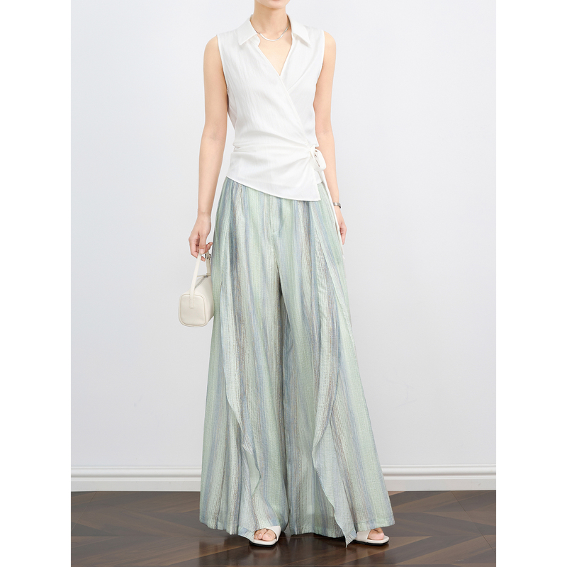 Zheye【Wave Light Cinema】Breathable Vacation Style Tie-Dye Skirt Pants for Women, Summer Flowy Three-Dimensional Cut Wide-Leg Pants Zheye【Wave Light Cinema】Breathable Vacation Style Tie-Dye Skirt Pants for Women, Summer Flowy Three-Dimensional Cut Wide-Leg Pants