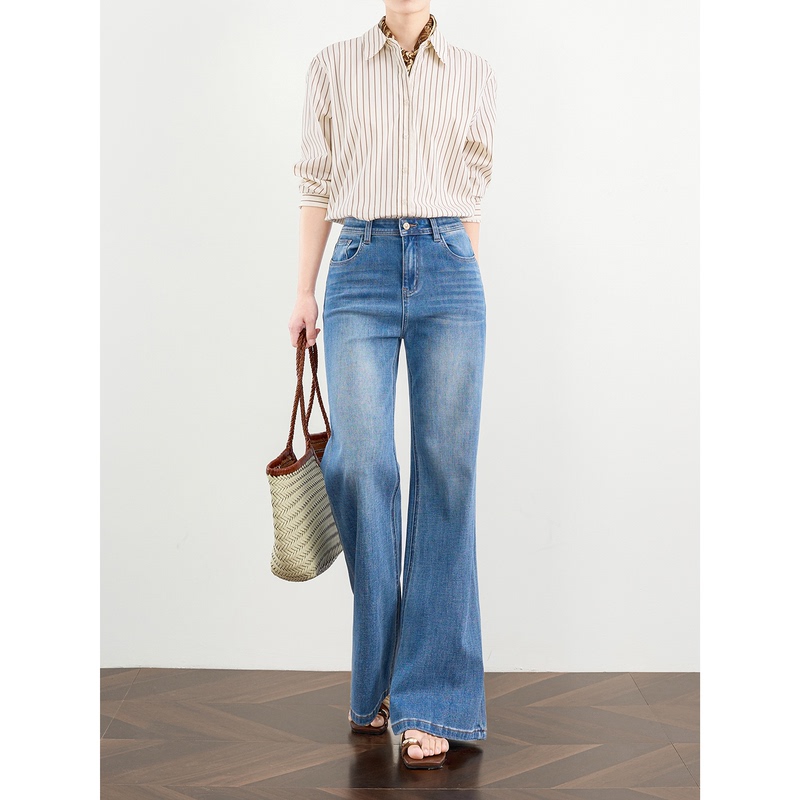 Zheye【Master Color Palette】Blue Retro Flared Jeans for Women, Summer 2026, High Elasticity and Drape, Bell-Bottom Pants Zheye【Master Color Palette】Blue Retro Flared Jeans for Women, Summer 2026, High Elasticity and Drape, Bell-Bottom Pants