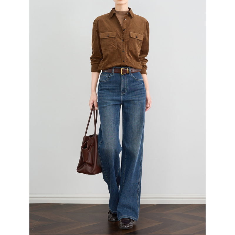 Zheye【Amazing Pants】Blue Four-Way Stretch Straight-Leg Jeans for Women, Autumn High-Waisted Tencel Slimming Wide-Leg Pants