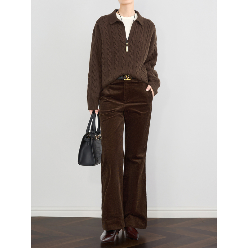 Zheye【Micro-Flared Corduroy】Brown Retro Three-Dimensional Corduroy Flared Pants for Women, Autumn Old Money Style Casual Pants Zheye【Micro-Flared Corduroy】Brown Retro Three-Dimensional Corduroy Flared Pants for Women, Autumn Old Money Style Casual Pants