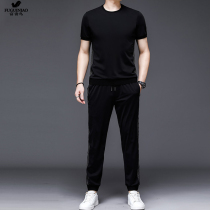 Fugui Bird Sports Suit Mens Summer Thin Ice Silk Speed Dry body Han version Trend fashion Fashion Personality Casual Clothing Wave