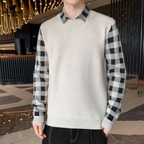 Rich and expensive bird shirt collar sweater for mens autumn and winter thin and small crowdsourced fake two new 2021 exploits fashion foreign gas plaid