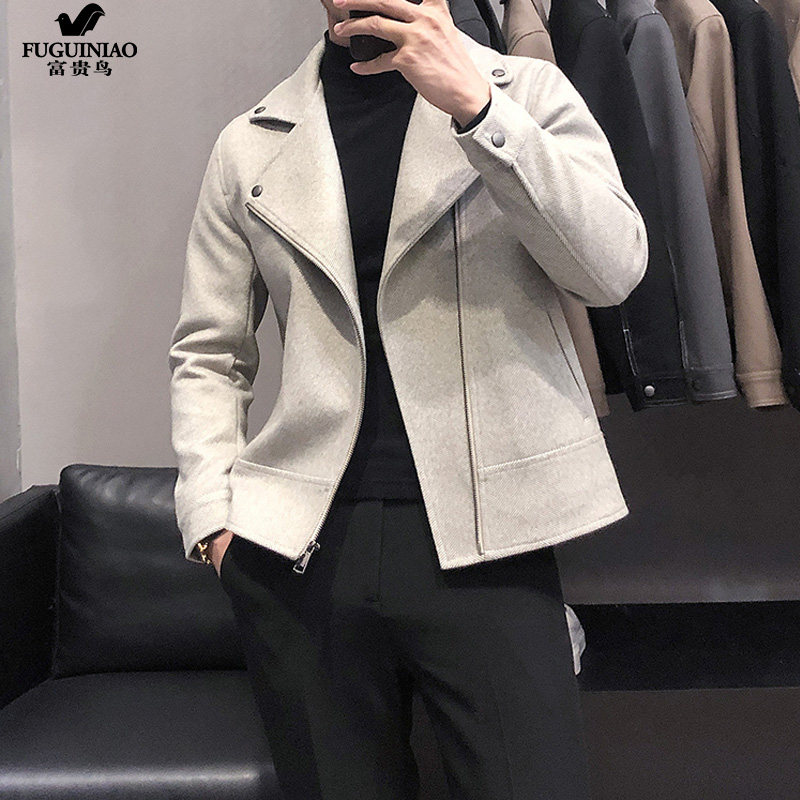 Rich bird coat men's autumn winter windcoat thicken hair clothes men's jacket Han edition trend mild wind clothing