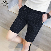 Fugui Bird Men Casual Shorts Summer Tide 100 hitch Han version plaid 50% Western pants wins mens pants