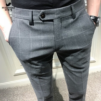 Rich Expensive Birds Western Pants Mens Summer Slim Fit Straight Barrel Day Ensemble 100 Hitch Fit Small Leggings Casual Parisian Buttoned Plaid Pants