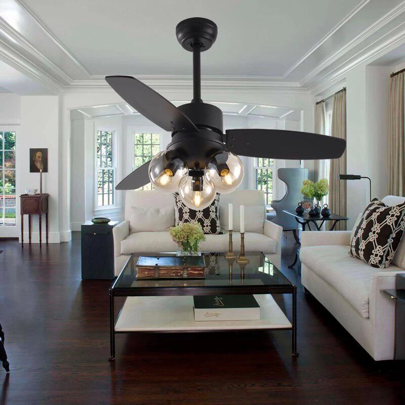 Nordic molecular led ceiling fan lamp modern minimalist electric fan home bedroom dining room chandelier style magic bean lamps