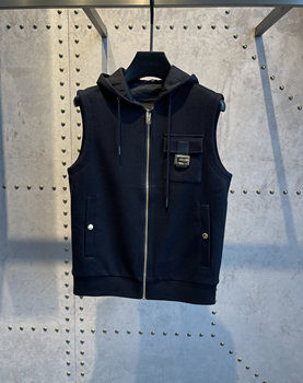 Men's hooded vest casual versatile fashionable solid color jacket 8586