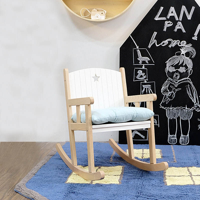 ins same children solid wood Stars rocking chair rocking chair Leisure chair Baby appeasement Lying Chair Balcony Leaning on the chair