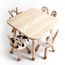 ins Kids Chair Solid Wood Table Infant Toddler Room Decor Styling Chair Study Table Kindergarten Table Chair Dwarf Stool
