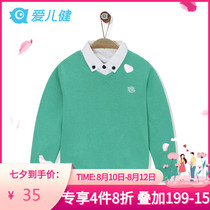 Aierjian childrens clothing British cotton CUHK boys spring and Autumn sweaters thin cotton knitwear tops tide