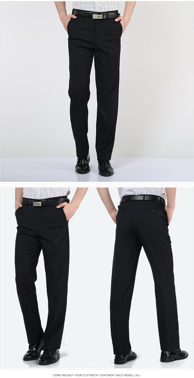 Mùa xuân và mùa thu mới màu đen xanh xám quần nam kinh doanh cao eo lỏng quần cộng với phân bón XL Tây quần dài quần tây xanh