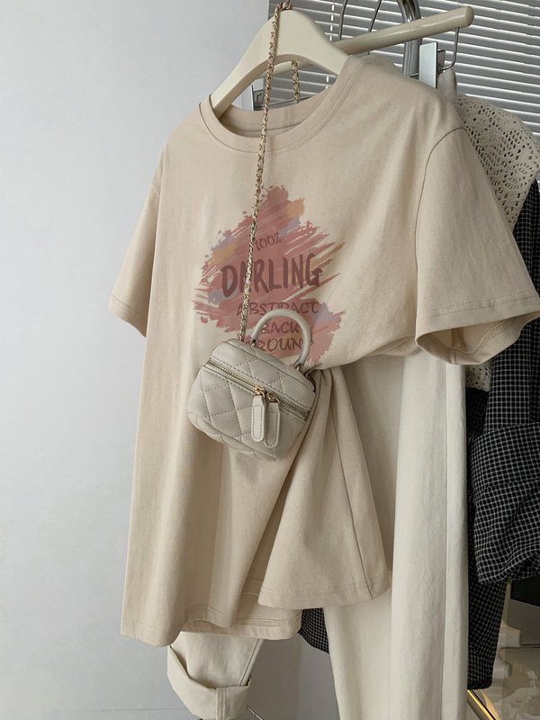 Pure Cotton Casual Short-Sleeved T-Shirt for Women 2025 New Style Loose European Style Top That Covers the Belly and Looks Slimming