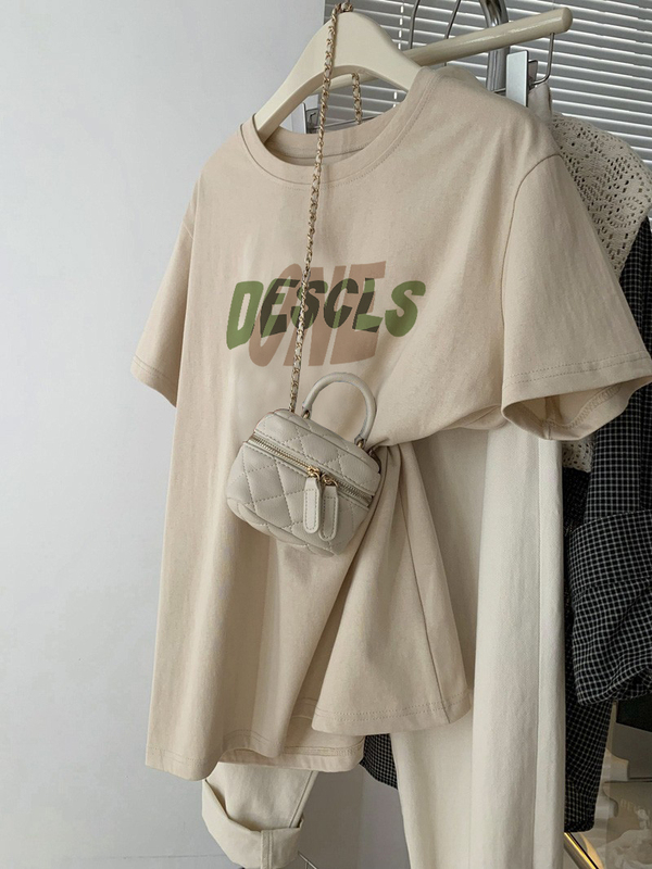 Pure Cotton Japanese-Style Short-Sleeve T-Shirt for Women, 2025 New Model, Loose Fit, Versatile, Casual, Age-Reducing, Slimming Half-Sleeve Top