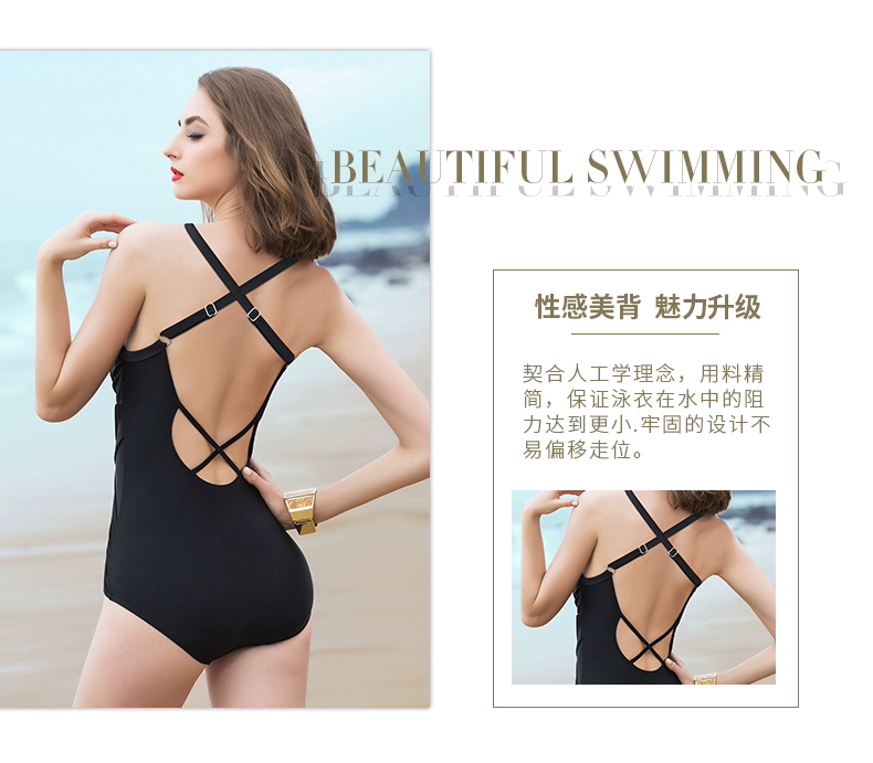 Áo tắm nữ Pula Shi ngực nhỏ thu thập gợi cảm Slim backless thời trang mới áo tắm nữ mỏng che bụng - Bộ đồ bơi One Piece