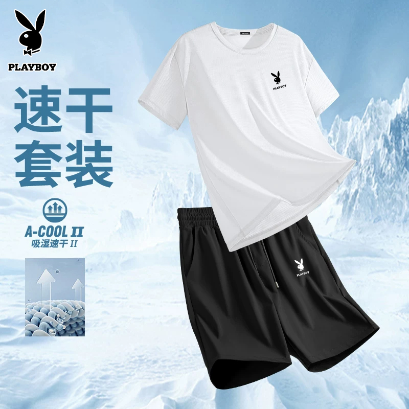Playboy Sports Suit Men's Loose Short-Sleeved Shorts Set of Summer New Casual Men's Clothing for Teenagers