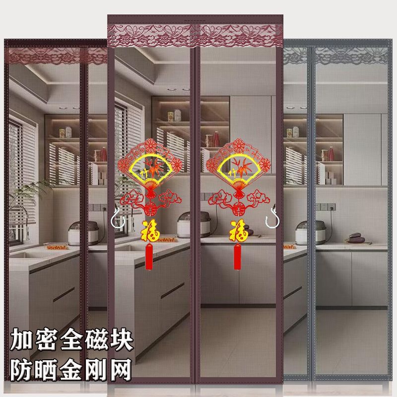 Magic Tape Mosquito Net Door Curtain, Silent, Encrypted, No-Drill Fly Screen Door, Self-Adhesive Screen Curtain, Bedroom Partition Curtain