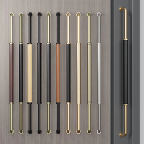 Chinese style glass door handle golden door handle solid wood large handle framed door handle leather minimalist large handle