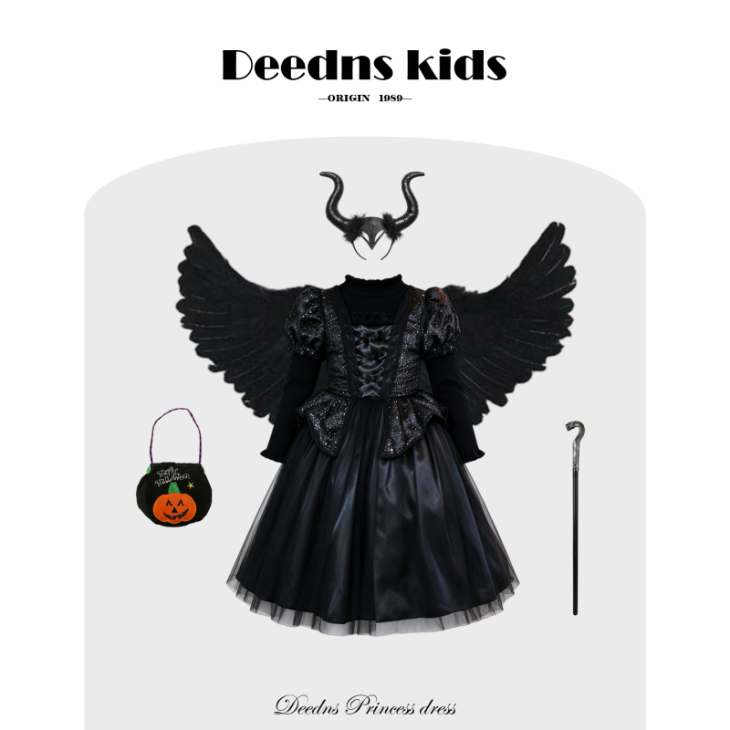Maleficent Princess Dress Witch Cosplay Vampire Girl Dress Girl Demon Halloween Children's Costume
