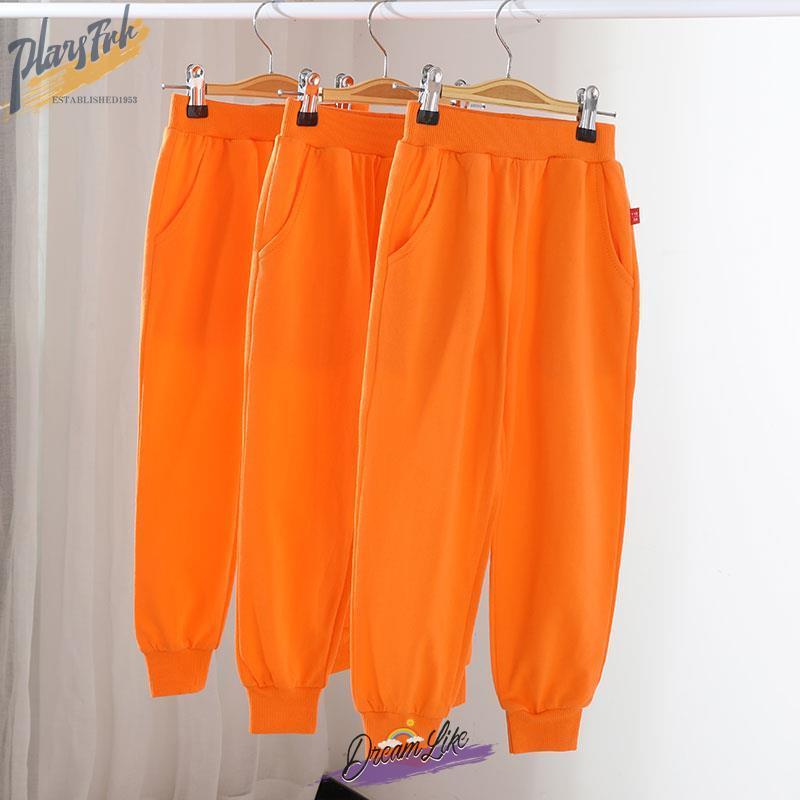 Children's Orange Pants, Orange Sweatpants for Boys and Girls, Kindergarten School Uniform, Baby Anti-Mosquito Pants, Thin