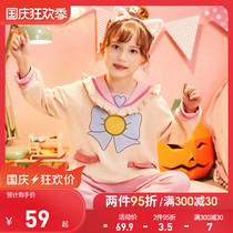 Childrens pajamas spring and autumn cotton long sleeve thin suit girl 13-year-old girl princess