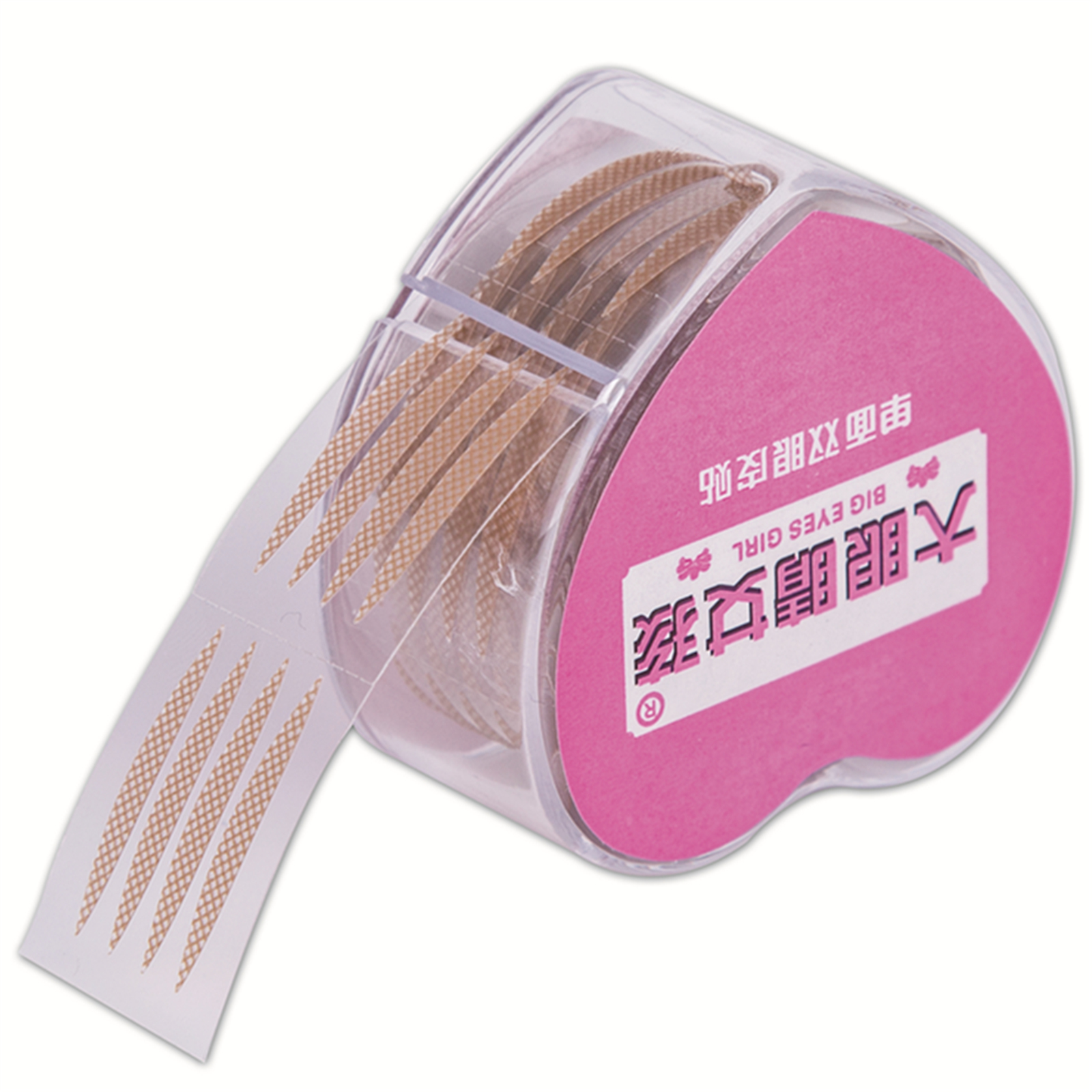 (600 Patch) Heart Skin Tone Olive Natural Invisible Lace Single Sided Mesh Reel Double Eyelid Sticker