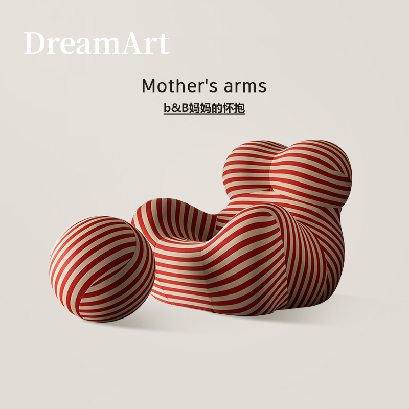 Mom's Embrace Single Sofa Fabric Leisure Chair Living Room Balcony Mid-Century Style Internet-Famous Lazy Chair Bedroom Lamb Fleece