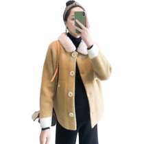 Maternity coat autumn and winter style short style imitation mink velvet lapel top trendy mom fashionable going out winter cardigan