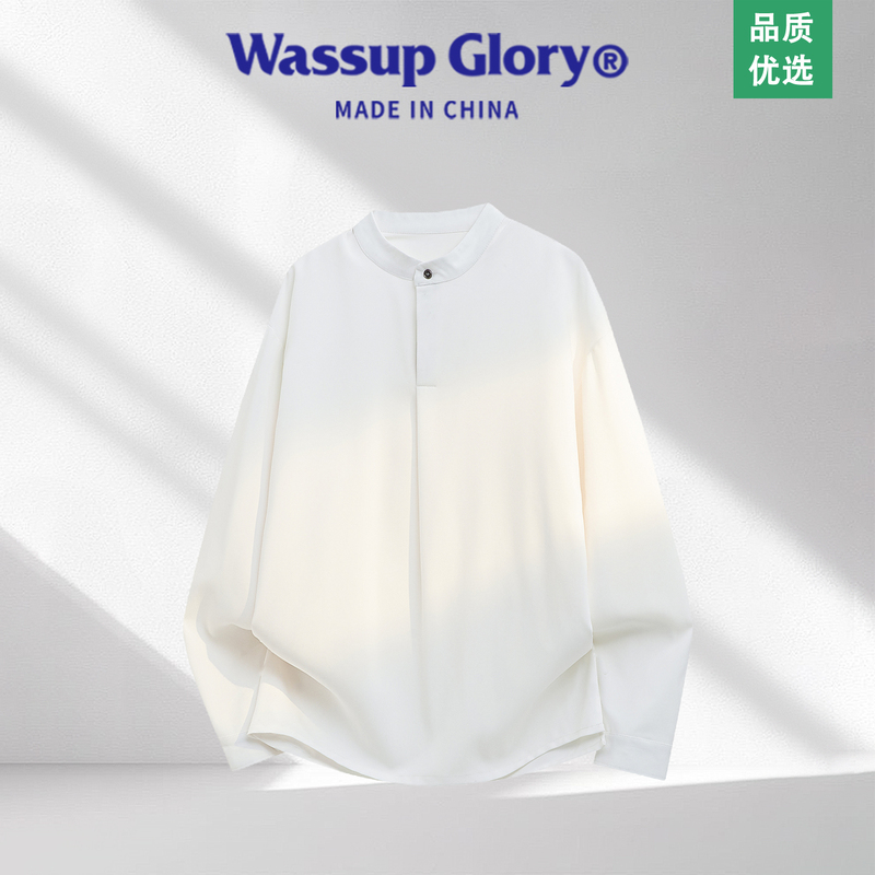 Wassup Glory New Chinese-Style Trendy Brand Shirt for Men, Spring and Autumn High-End Pullover Long-Sleeve Shirt with a National Style Wassup Glory New Chinese-Style Trendy Brand Shirt for Men, Spring and Autumn High-End Pullover Long-Sleeve Shirt with a National Style