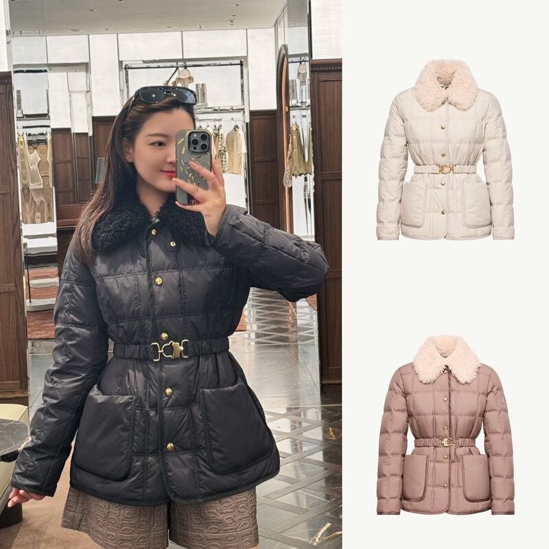 Xiaopang Genuine Moncler 26Fw Women's Cygnes Belted Fur Collar down Jacket Coat