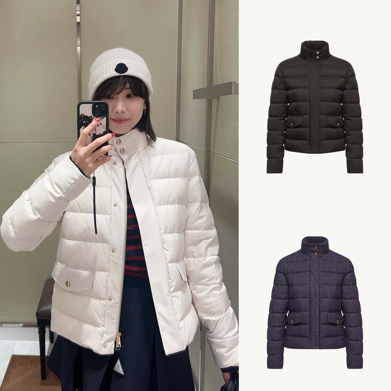 Xiaopang Genuine Moncler 26Fw Women's Bessettes Stand Collar Leather Label down Jacket