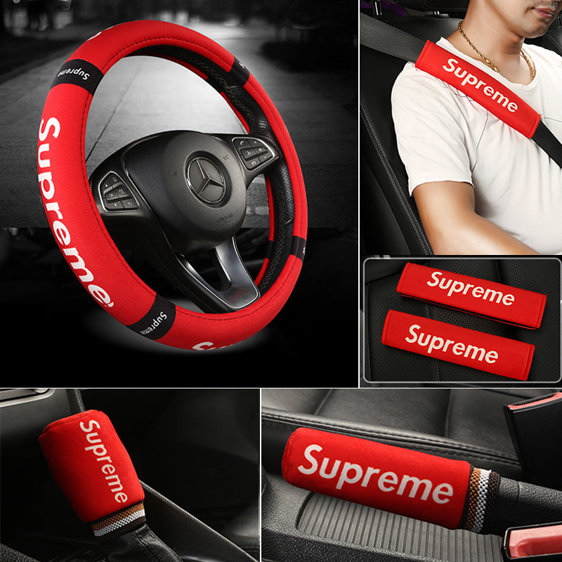 Seat belt shoulder cover a pair of car safety rope manual gear shift lever hand brake cover interior velvet suit